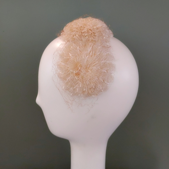 Vtg Woven Lace Pom Pom Headband Hat - Picture 4 of 7